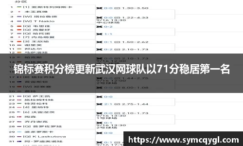 锦标赛积分榜更新武汉网球队以71分稳居第一名
